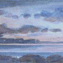 Bay Sunset | Watercolor | 4x12