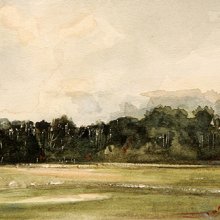 River Mist Pine | Watercolor | 3.5x11 | SOLD