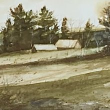 Mountain Top Farm | Watercolor | 4 x 12 | SOLD