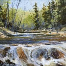 Spring Light on Hunting Creek | Acrylic | 6 x 8 - SOLD