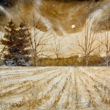 Cornfield Moon | Watercolor | 5.5 x 7