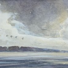 Night Flight | Watercolor | 6.5 x 18.5