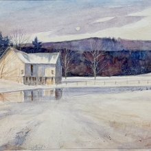 The Farm Pond | Watercolor | 7 x 16